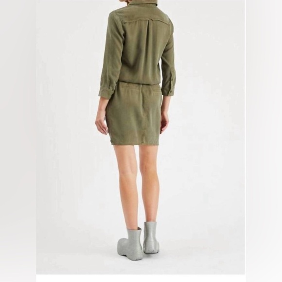 Etienne Marcel Military Green Lyocell Tunic Mini Dress - Picture 4 of 8